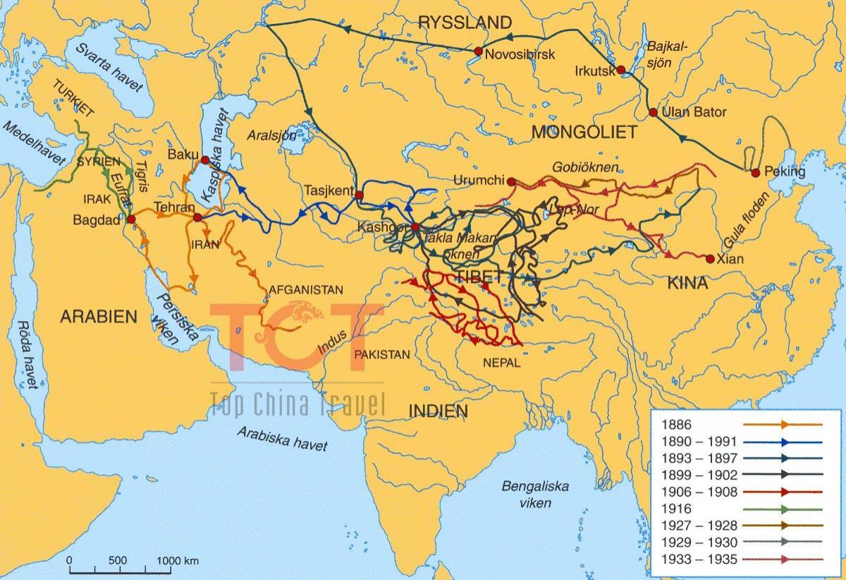 kart over silkeveien i det gamle Kina