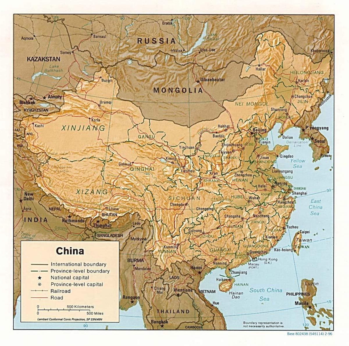 geografiske kart Kina