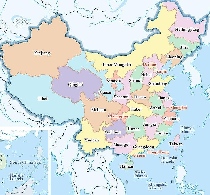kart over Kina