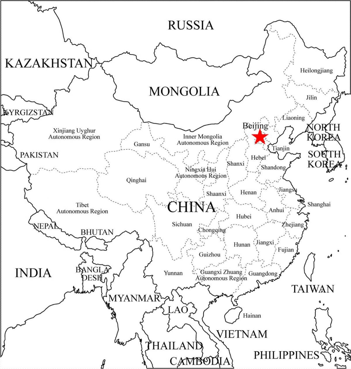 provinsene i Kina kart