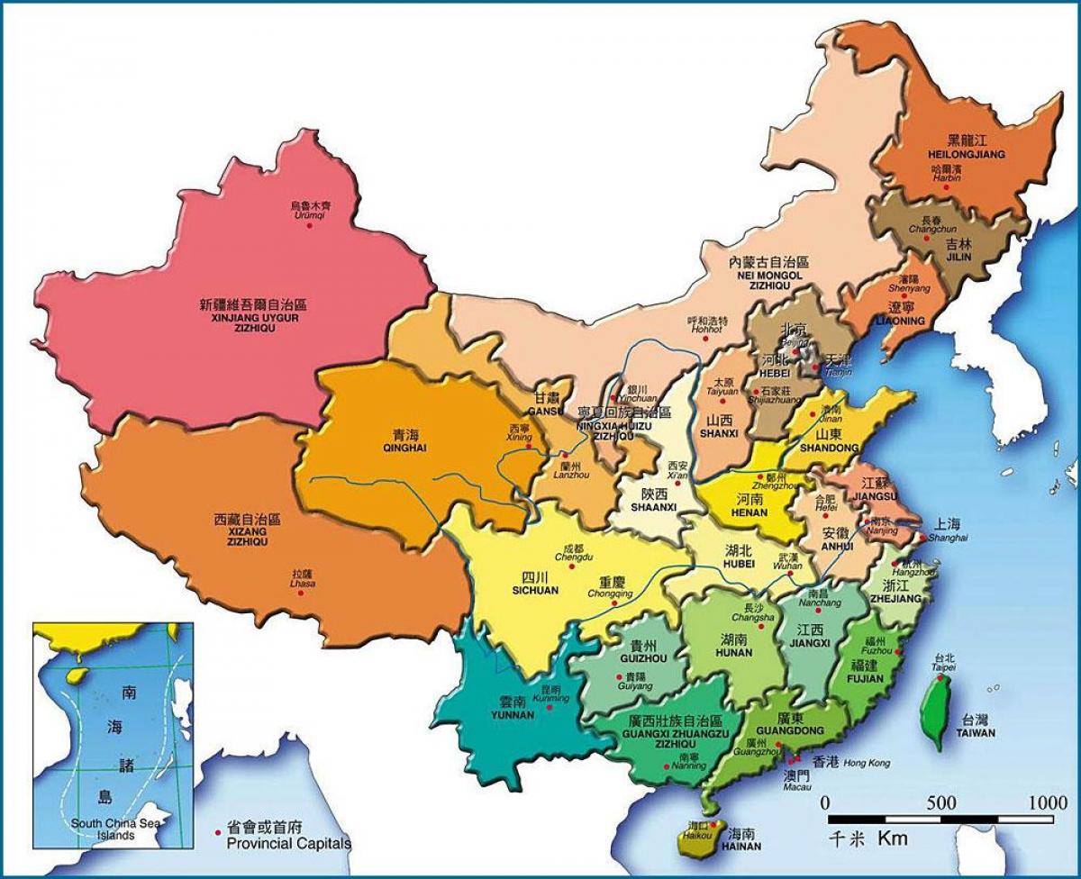 kart Kina provinser