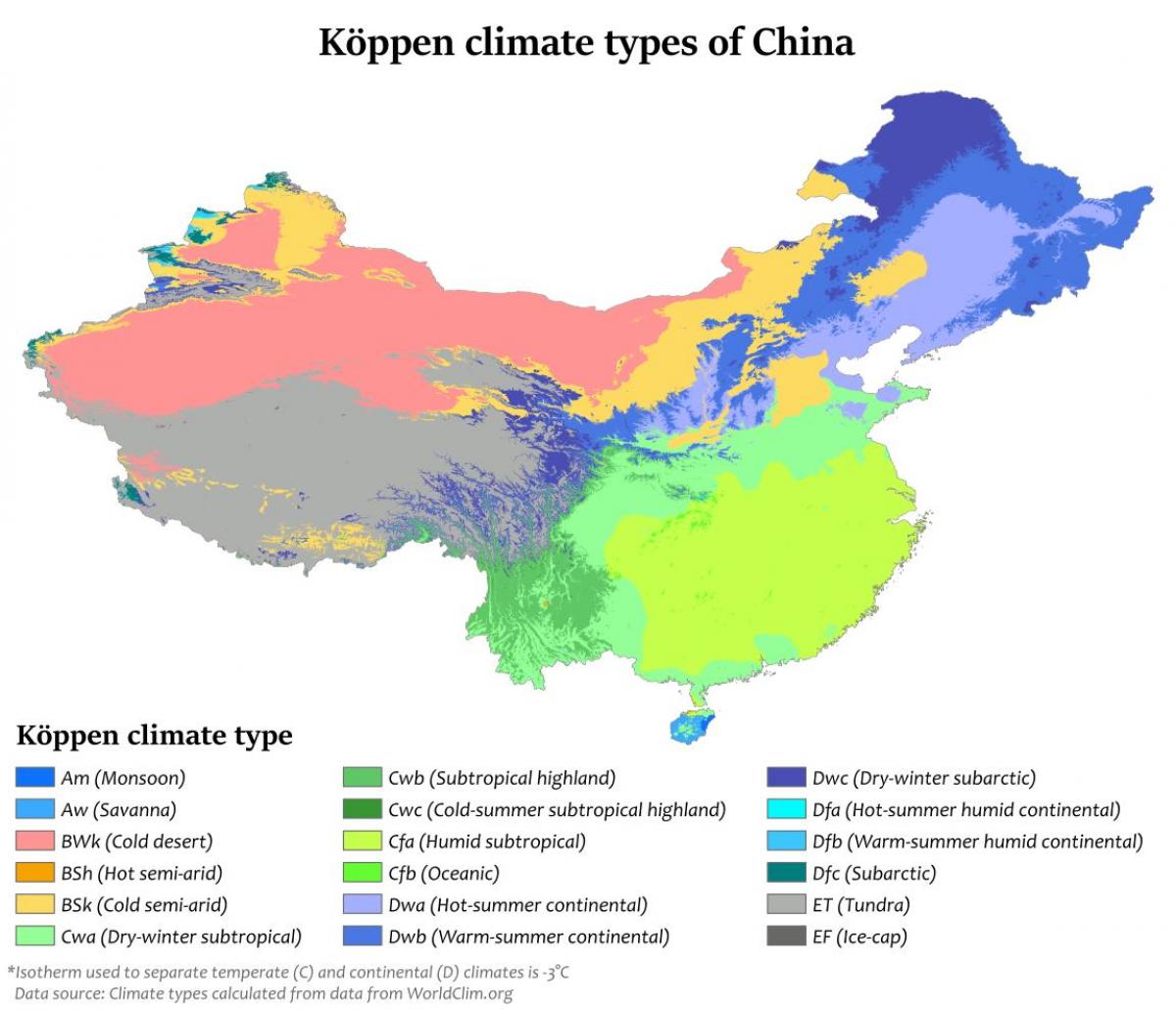 klima kart over Kina