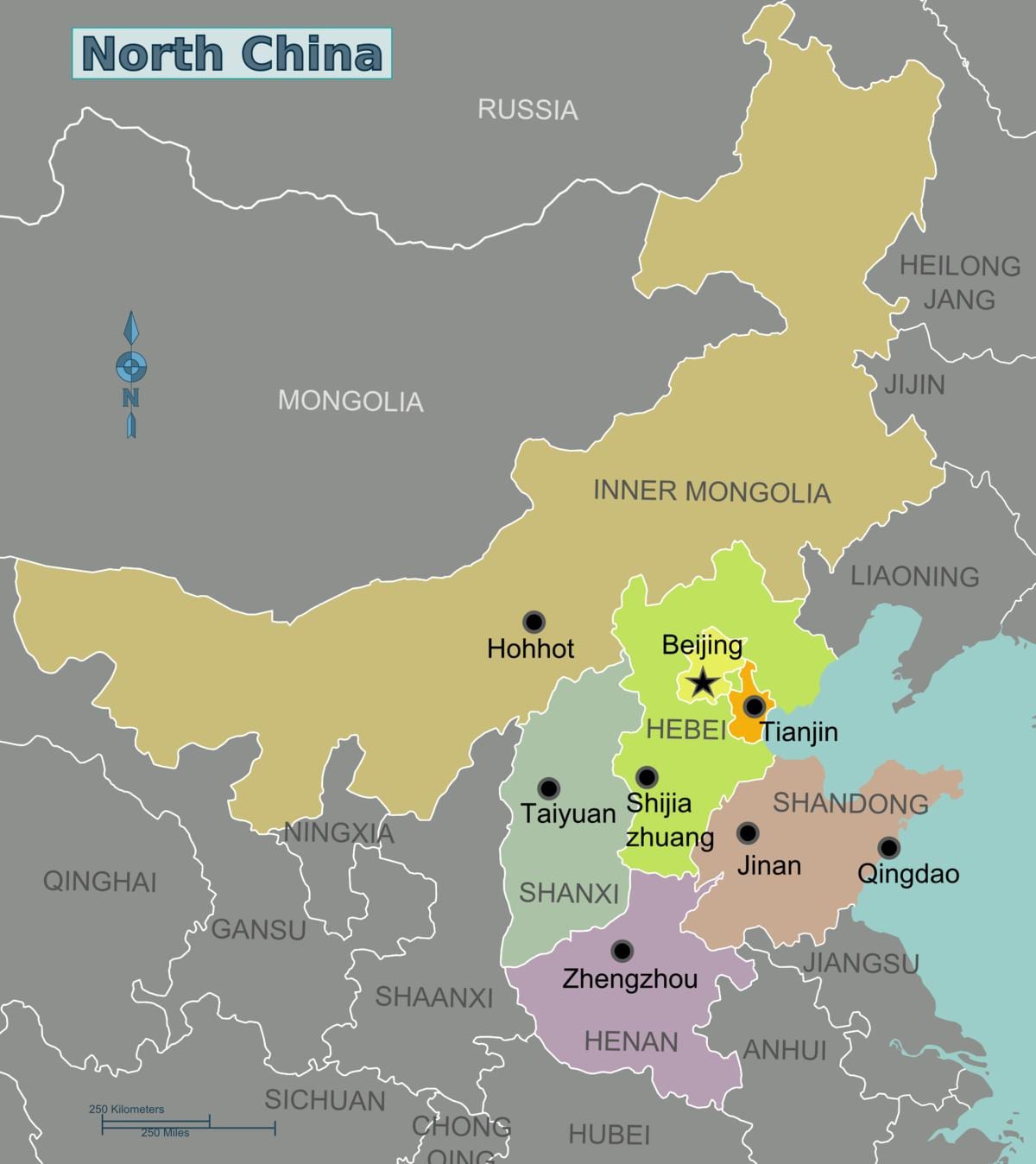 kart over nord-Kina