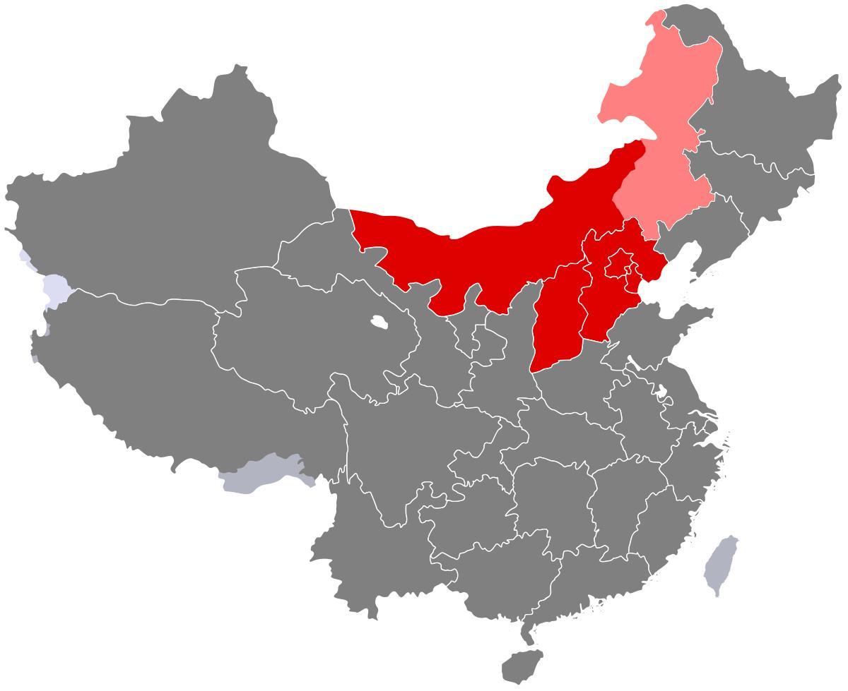 kart over nord-Kina