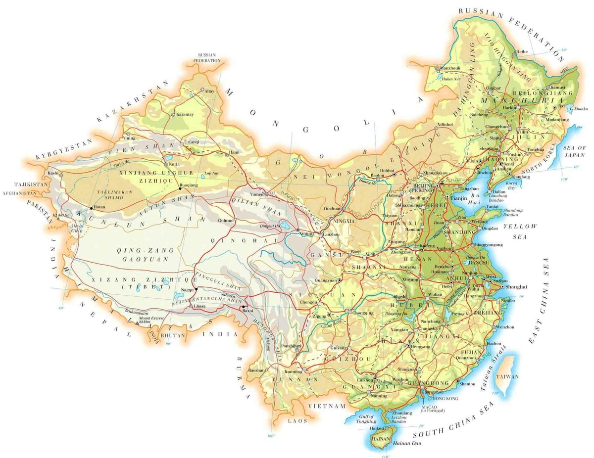 Kina kart topografi