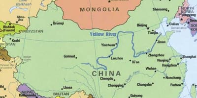 Yellow river på Kina kart