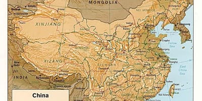 Terreng kart over Kina