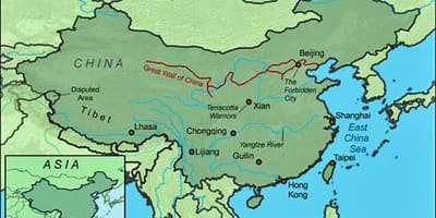 Kart over Kina great wall