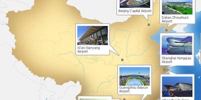 Kart over Kina flyplasser